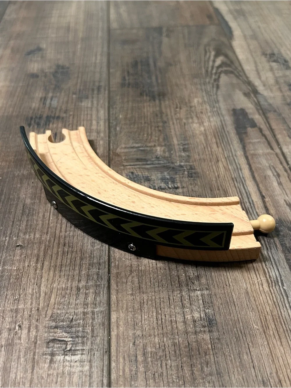 Wooden Train Track Yellow Black Guard Rail Wood Railway Piece